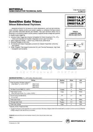 2N6075B datasheet - TRIACs 4 AMPERES RMS 200 thru 600 VOLTS