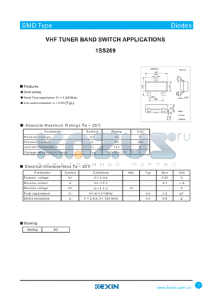 1SS269 datasheet - VHF TUNER BAND SWITCH APPLICATIONS