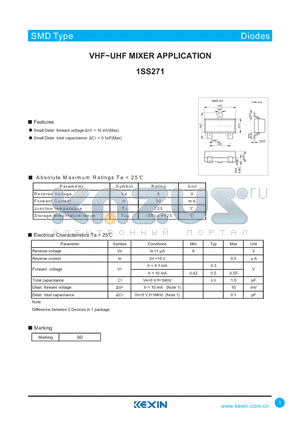 1SS271 datasheet - VHF~UHF MIXER APPLICATION