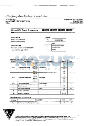 2N6099 datasheet - SILICON NPN POWER TRANSISTORS