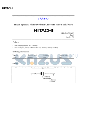 1SS277 datasheet - Silicon Epitaxial Planar Diode for UHF/VHF tuner Band Switch