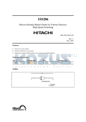 1SS286 datasheet - Silicon Schottky Barrier Diode for Various Detector, High Speed Switching