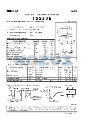 1SS306 datasheet - DIODE (HIGH VOLTAGE, HIGH SPEED SWITCHING APLICATIONS)