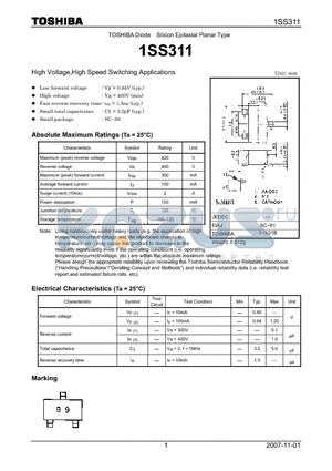 1SS311_07 datasheet - High Voltage,High Speed Switching Applications