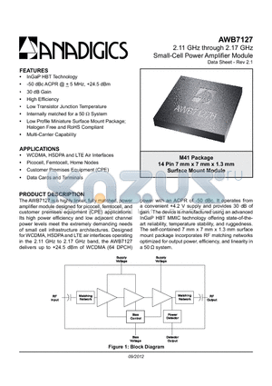 AWB7127HM41P8 datasheet - 2.11 GHz through 2.17 GHz Small-Cell Power Amplifier Module