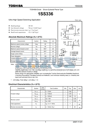 1SS336 datasheet - Ultra High Speed Switching Application