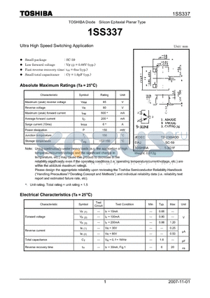 1SS337_07 datasheet - Ultra High Speed Switching Application