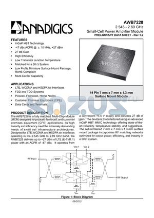 AWB7228P8 datasheet - 2.545 - 2.69 GHz Small-Cell Power Amplifier Module