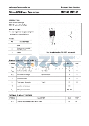 2N6103 datasheet - Silicon NPN Power Transistors