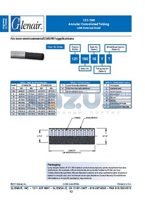 121-190-09VN datasheet - Annular Convoluted Tubing with External Braid