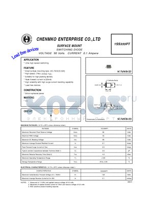1SS355PT datasheet - SWITCHING DIODE VOLTAGE 90 Volts CURRENT 0.1 Ampere