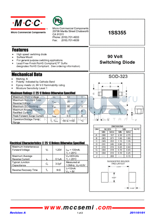 1SS355 datasheet - 90 Volt Switching Diode