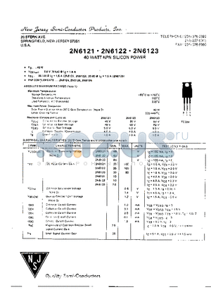 2N6121 datasheet - 40 WATT NPN SILICON POWER