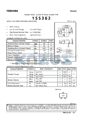 1SS362 datasheet - DIODE (ULTRA HIGH SPEED SWITCHING APPLICATION)