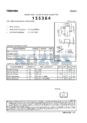 1SS364 datasheet - VHF TUNER BAND SWITCH APPLICATIONS