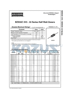 BZX55C5V6 datasheet - Series Half Watt Zeners