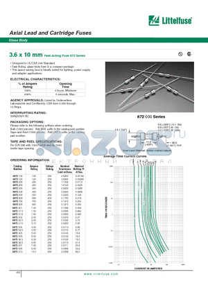 0672.125 datasheet - Axial Lead and Cartridge Fuses - Glass Body