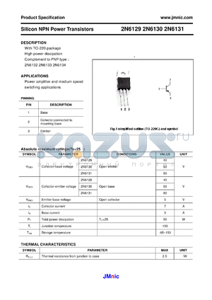 2N6130 datasheet - Silicon NPN Power Transistors