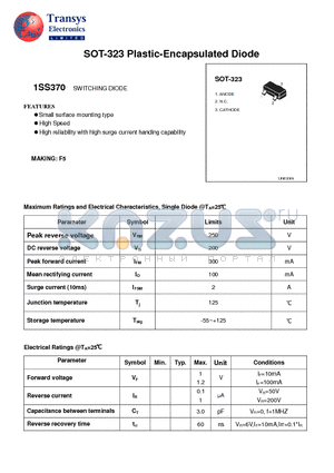 1SS370 datasheet - Plastic-Encapsulated Diode