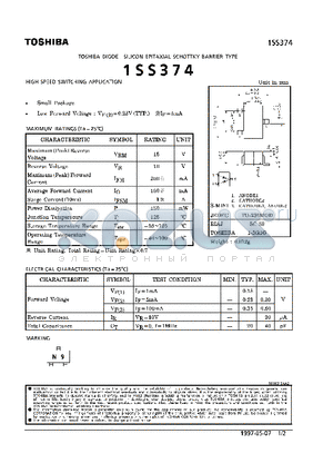 1SS374 datasheet - DIODE (HIGH SPEED SWITCHING APPLICATION)