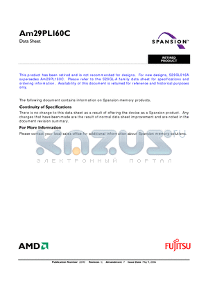 AM29PL160CB-65REF datasheet - 16 Megabit (2 M x 8-Bit/1 M x 16-Bit) CMOS 3.0 Volt-only High Performance Page Mode Flash Memory