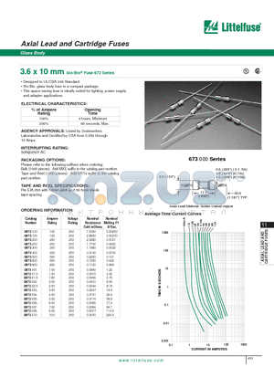 0673.400 datasheet - Axial Lead and Cartridge Fuses - Glass Body