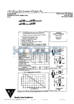 2N6182 datasheet - 10 AMPERE POWER TRANSISTORS PNP SILICON