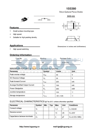 1SS380 datasheet - Silicon Epitaxial Planar Diodes