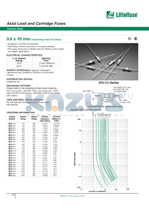 0674.200 datasheet - Axial Lead and Cartridge Fuses - Ceramic Body