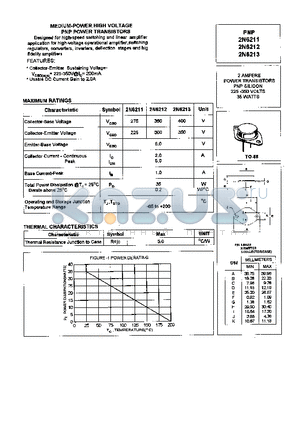 2N6211 datasheet - MEDIUM-POWER HIGH VOLTAGE PNP POWER TRANSISTORS