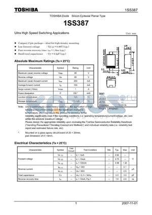 1SS387_07 datasheet - Ultra High Speed Switching Applications