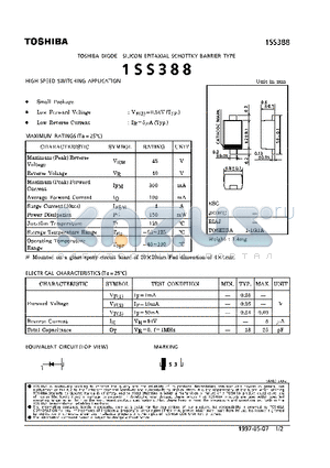 1SS388 datasheet - DIODE (HGH SPEED SWITCHING APPLICATION)