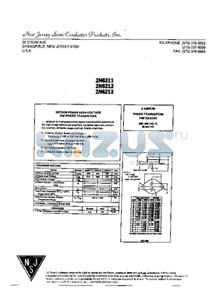 2N6213 datasheet - MEDIUM-POWER HIGH-VOLTAGE PNP POWER TRANSISTORS