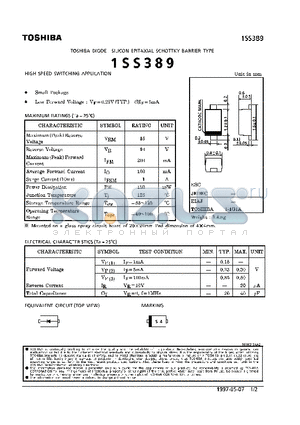 1SS389 datasheet - DIODE (HIGH SEPPD SWITCHING APPLICATION)