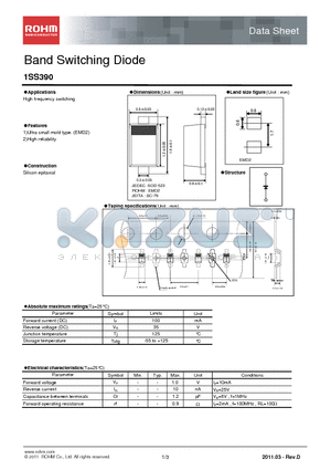 1SS390TE61 datasheet - Band Switching Diode