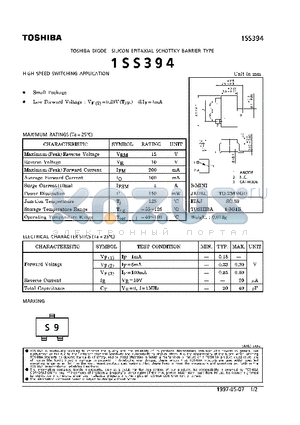 1SS394 datasheet - DIODE (HIGH SPEED SWITCHING APLICATION)