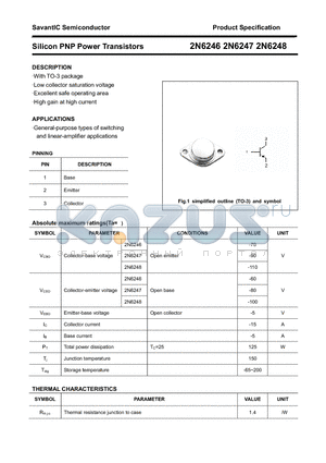 2N6247 datasheet - Silicon PNP Power Transistors