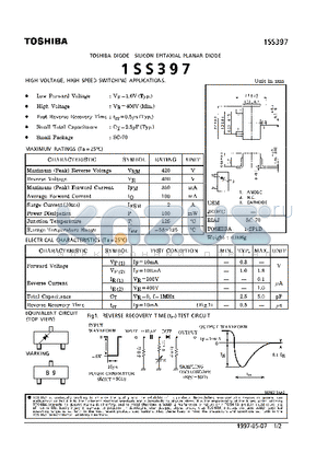 1SS397 datasheet - DIODE (HIGH VOLTAGE, HIGH SPEED SWITCHING APPLICATIONS)