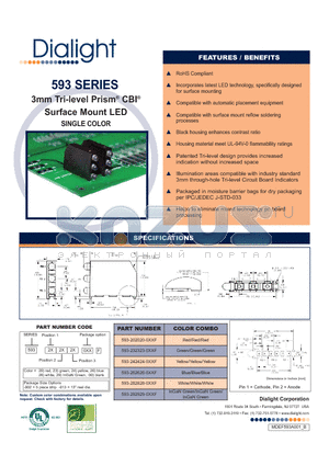 593-232424-002-F datasheet - 3mm Tri-level Prism CBI Surface Mount LED SINGLE COLOR