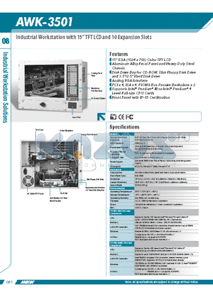 AWK-3501 datasheet - 15 XGA (1024 x 768) Color TFT LCD