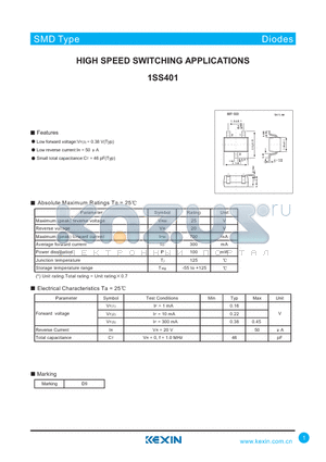 1SS401 datasheet - HIGH SPEED SWITCHING APPLICATIONS