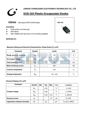 1SS404 datasheet - High Speed SWITCHING Diodes