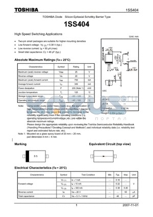 1SS404_07 datasheet - Silicon Epitaxial Schottky Barrier Type