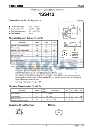 1SS412 datasheet - General-Purpose Rectifier Applications