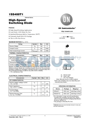 1SS400T1G datasheet - High−Speed Switching Diode