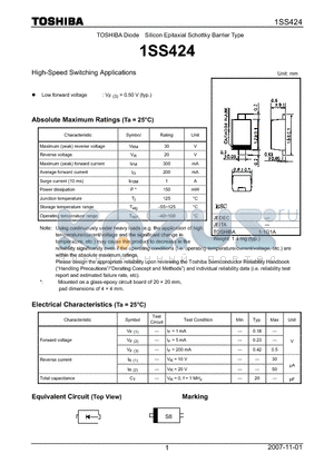 1SS424 datasheet - High-Speed Switching Applications