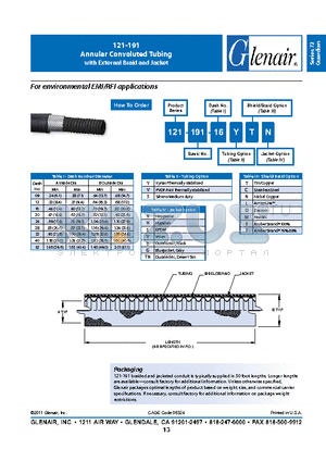 121-191-24VDN datasheet - Annular Convoluted Tubing with External Braid and Jacket