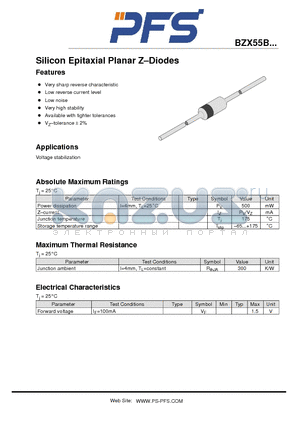 BZX57B3V3 datasheet - Silicon Epitaxial Planar Z-Diodes