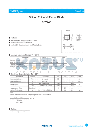 1SV245 datasheet - Silicon Epitaxial Planar Diode