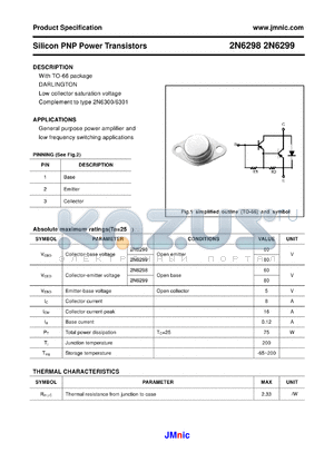 2N6298 datasheet - Silicon PNP Power Transistors